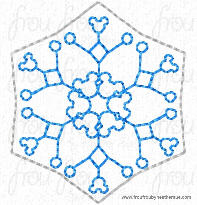 Clippie Snowflake Mister Mouse Machine Embroidery In The Hoop Project 1.5, 2, and 3 inch