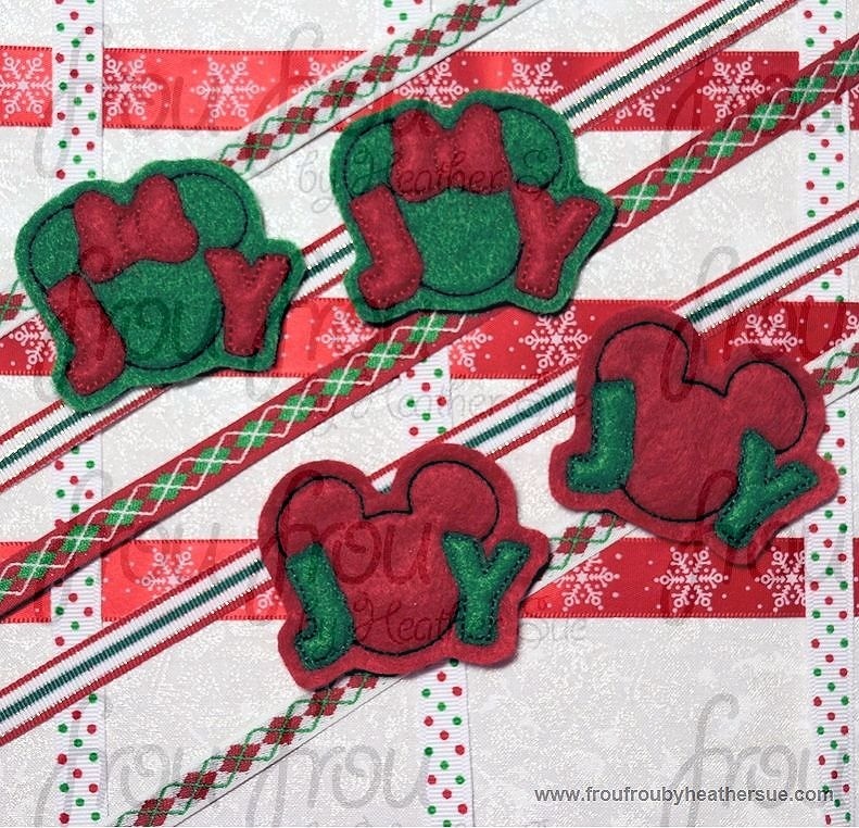 Clippie Christmas Joy Mister and Miss Mouse TWO versions- filled and applique TWO DESIGN SET Machine Embroidery In The Hoop Project 1.5, 2, 3, and 4 inch
