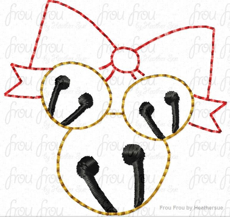 Clippie Jingle Bells Mister Mouse Machine Embroidery In The Hoop Project 1.5, 2, and 3 inch