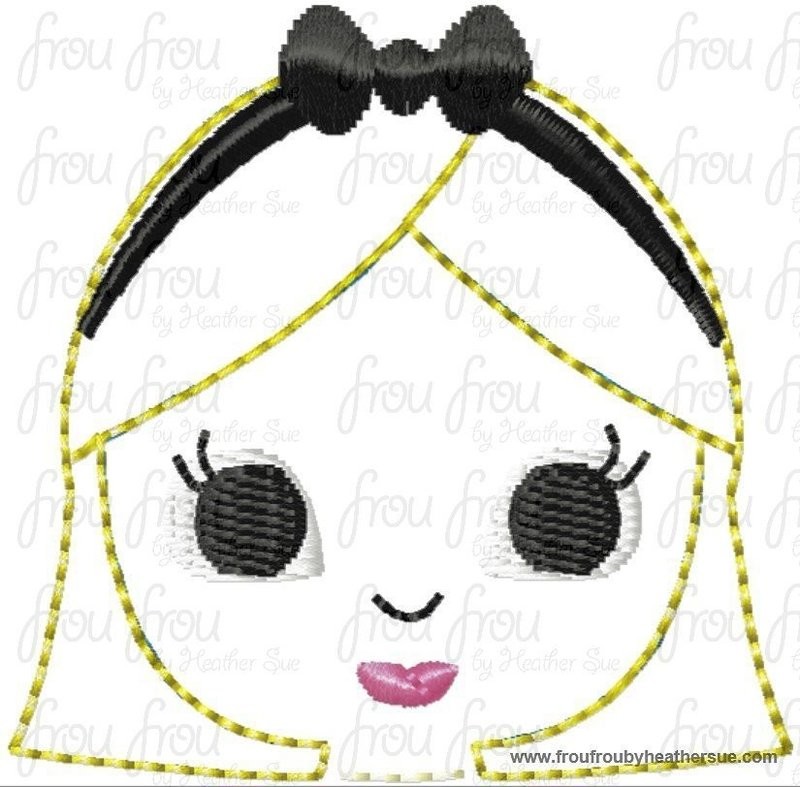 Clippie Alyce Little Cutie Princess Machine Embroidery In The Hoop Project 1.5, 2, and 3 inch