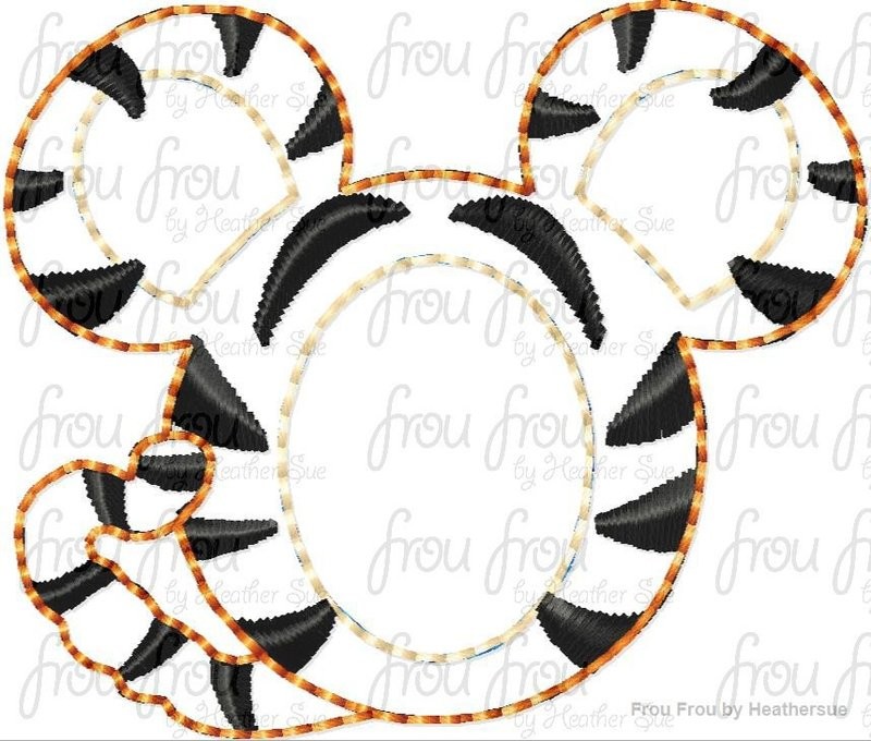 Clippie Tiger P0oh Mister Mouse Head Machine Embroidery In The Hoop Project 1.5, 2, and 3 inch