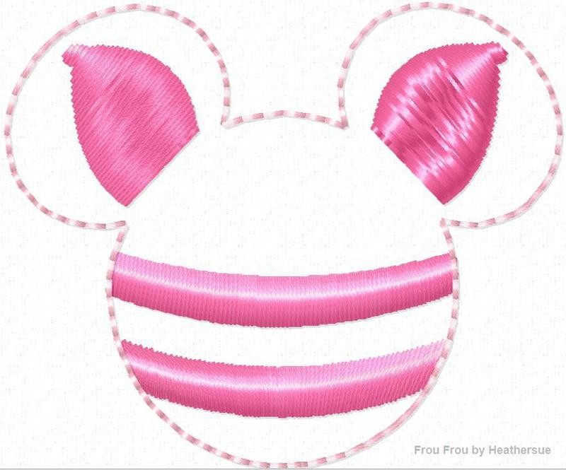 Clippie Pig P0oh Mister Mouse Head Machine Embroidery In The Hoop Project 1.5, 2, and 3 inch