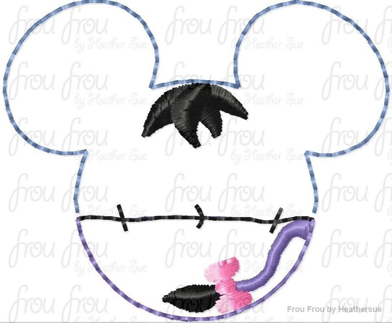Clippie Donkey P0oh Mister Mouse Head Machine Embroidery In The Hoop Project 1, 1.5, and 2 inch