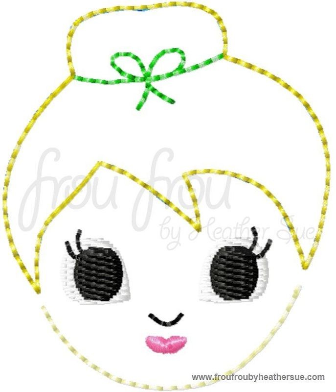 Clippie Tinkk Little Cutie Princess Machine Embroidery In The Hoop Project 1.5, 2, and 3 inch