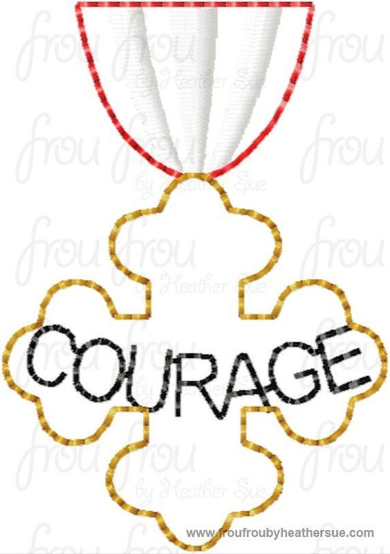 Clippie Coward Lion's Courage Badge Oz Machine Embroidery In The Hoop Project 1.5, 2, and 3 inch