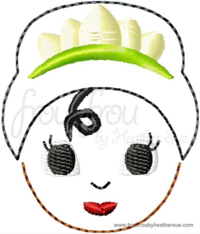 Clippie Tina Little Cutie Frog Princess Machine Embroidery In The Hoop Project 1.5, 2, and 3 inch