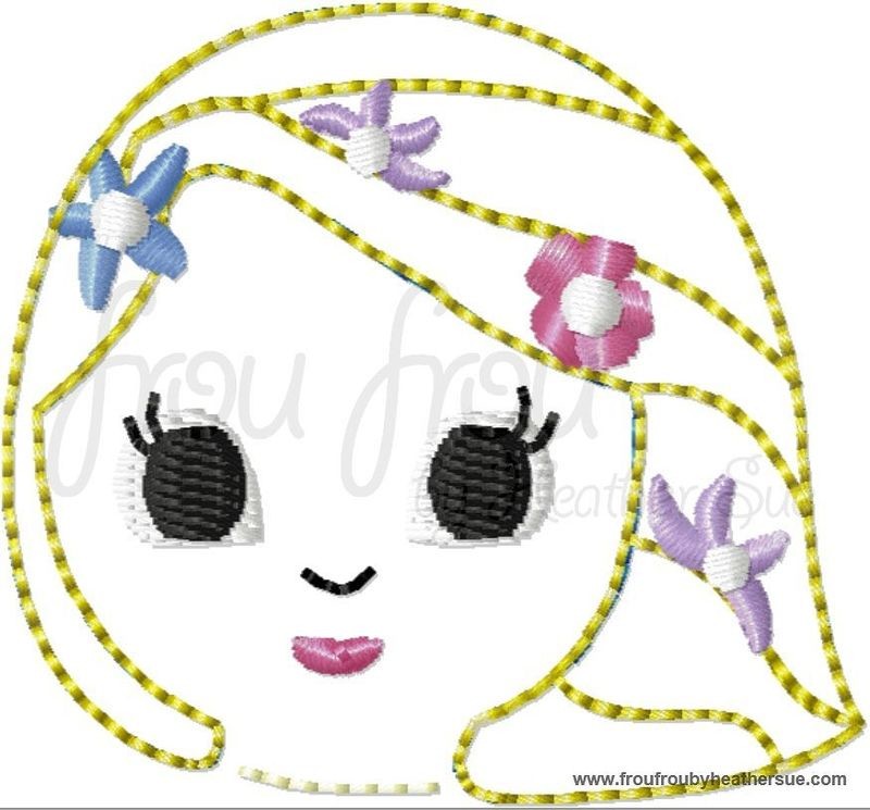 Clippie Punzel Little Cutie Princess Machine Embroidery In The Hoop Project 1.5, 2, and 3 inch