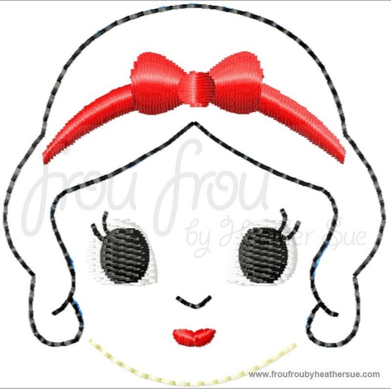 Clippie Snowy White Little Cutie Princess Machine Embroidery In The Hoop Project 1.5, 2, and 3 inch