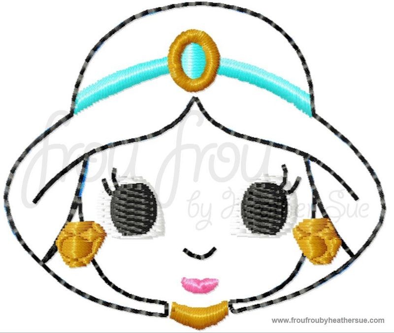 Clippie Jaz Little Cutie Princess Machine Embroidery In The Hoop Project 1.5, 2, and 3 inch