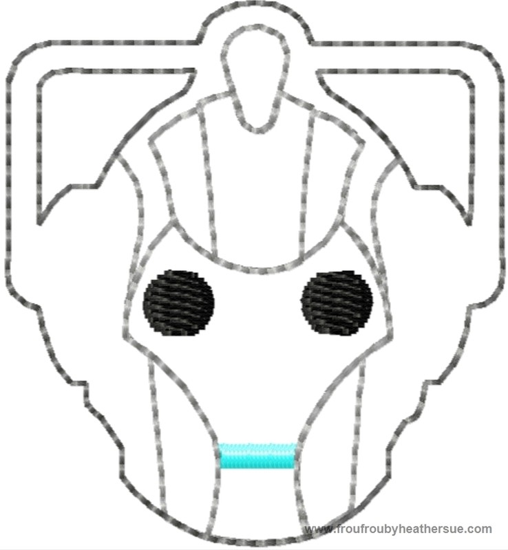 Doctor Cyber Man Clippie Machine Embroidery In The Hoop Project 1.5, 2, and 3 inch