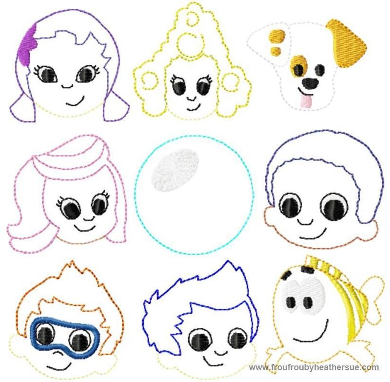 Clippie Bubble Fish NINE Design SET Machine Embroidery In The Hoop Project 1, 1.5, 2, and 3 inch