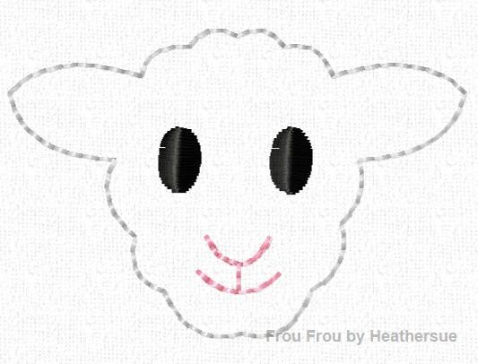 Clippie Sheep Head Machine Embroidery In The Hoop Project 1, 1.5, 2 and 3 inch