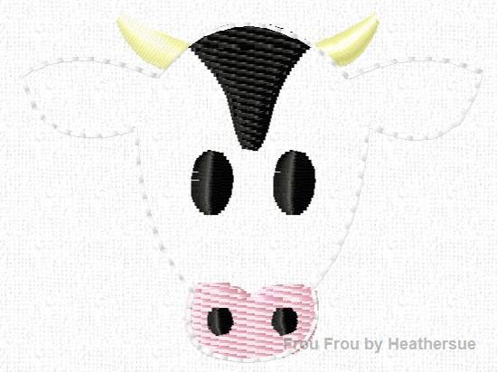 Clippie Cow Head Machine Embroidery In The Hoop Project 1, 1.5, 2 and 3 inch