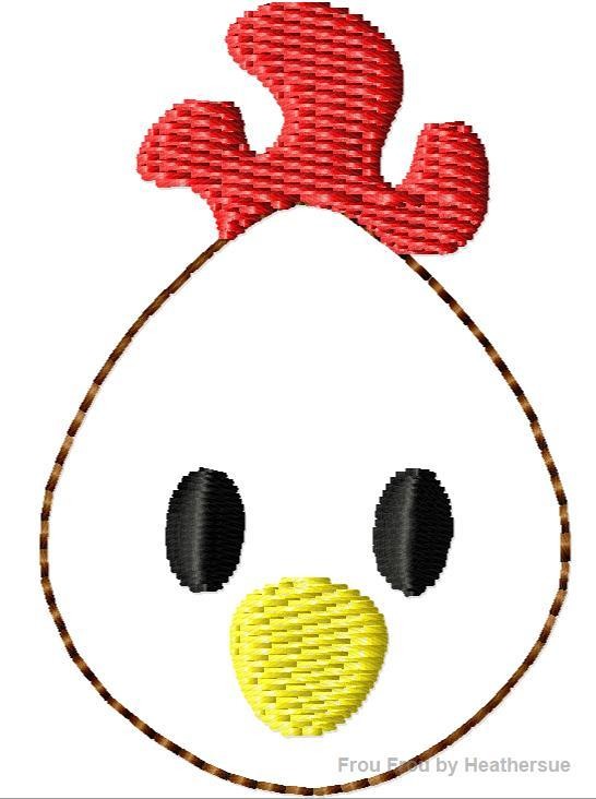 Clippie Chicken Head Machine Embroidery In The Hoop Project 1, 1.5, 2 and 3 inch