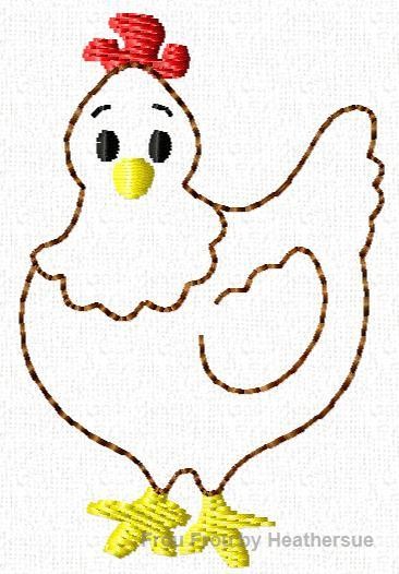 Clippie chicken hen Machine Embroidery In The Hoop Project 1, 1.5, 2 and 3 inch