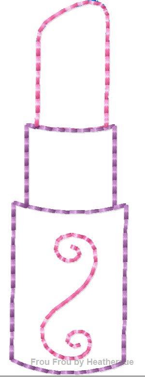 Clippie Lipstick Machine Embroidery In The Hoop Project 1, 1.5, 2, and 3 inch