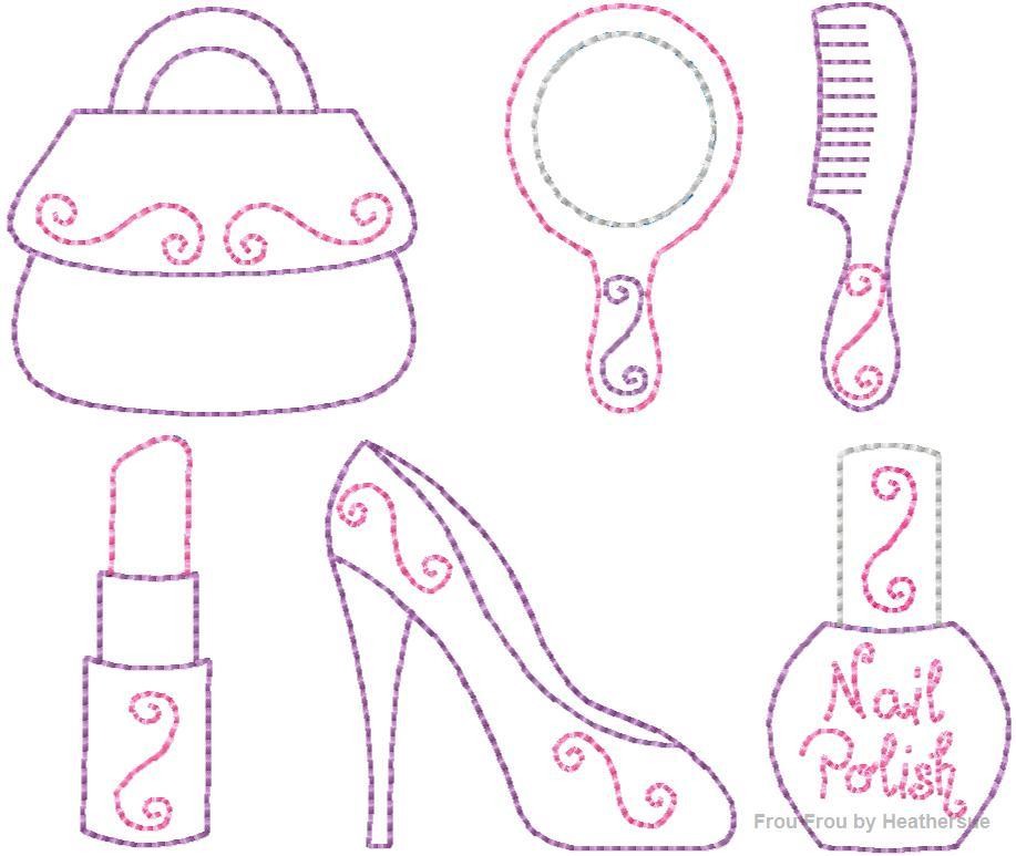 Clippie Girly Girl SIX Design SET Machine Embroidery In The Hoop Project 1, 1.5, 2, and 3 inch