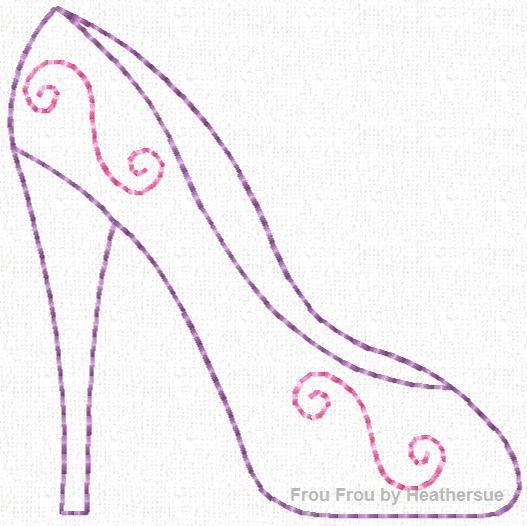 Clippie High Heeled Shoe  Machine Embroidery In The Hoop Project 1, 1.5, 2, and 3 inch