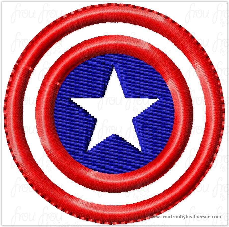 Clippie Captain USA Super Hero Superhero Machine Embroidery In The Hoop Project 1.5, 2, 3, and 4 inch