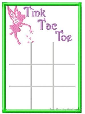 Tinkk Fairy Tic Tac Toe Game IN THE HOOP Machine Applique Embroidery Design