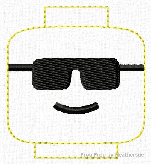 Clippie Leego Sunglasses Head Machine Embroidery In The Hoop Project 1, 1.5, 2, and 3 inch