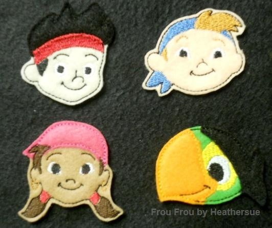 Clippie Children Pirates FOUR design SET Machine Embroidery In The Hoop Project 1.5, 2, and 3 inch
