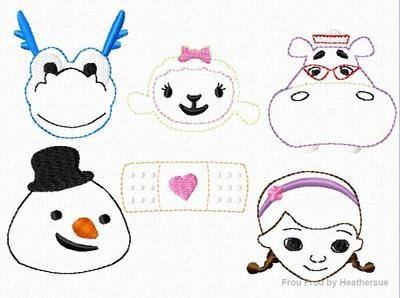 Clippies Doc Stuffins SIX Design SET Machine Embroidery Design In The Hoop Project 1.5, 2, and 3 inch