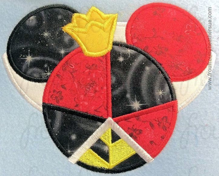 Queen of Cards Alyce Mouse Head Machine Applique Embroidery Designs, multiple sizes including 4 inch