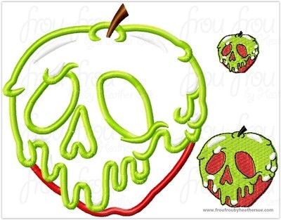 Poison Apple Evil Queen Snowy White Machine Applique and filled Embroidery Design 1