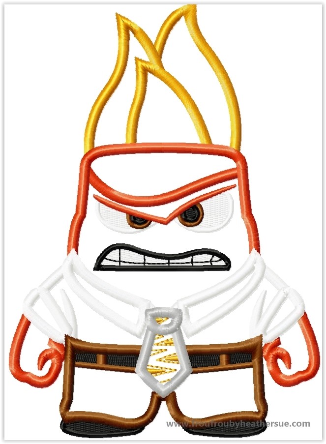 Angry Emotion In Out Machine Applique Embroidery Design, Multiple Sizes Including 2- 16&quot;