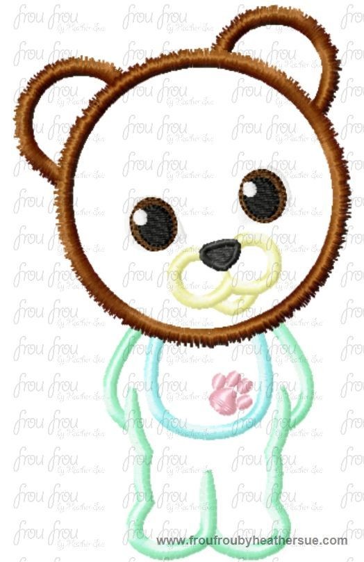 Baby Bear from Goldilocks and the Three Bears Cutie Little Princess Story Book Machine Applique Embroidery Design, Multiple Sizes, INCLUDING 4 INCH