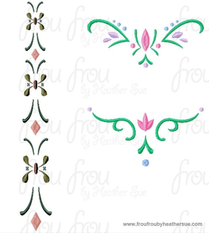 Annie Freezing Coronation Dress Embroidery THREE Design SET Machine Embroidery Design, multiple sizes including 4 inch
