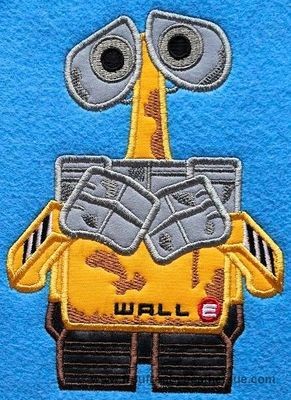 Wally Robot Machine Applique Embroidery Design, Multiple sizes including 4 inch