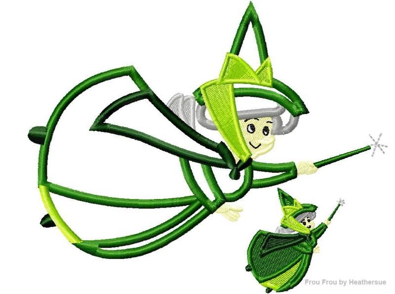 Green Fairy Sleeping Pretty Machine Applique Embroidery Design, Multiple sizes including 4 inch