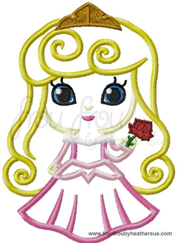 Sleeping Pretty Princess Little Cutie Princess Machine Embroidery Design, Multiple Sizes- NOW INCLUDING 4 INCH