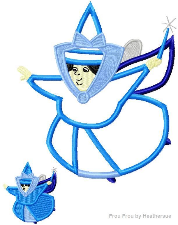 Blue Fairy Sleeping Pretty Machine Applique Embroidery Design, Multiple sizes including 4 inch