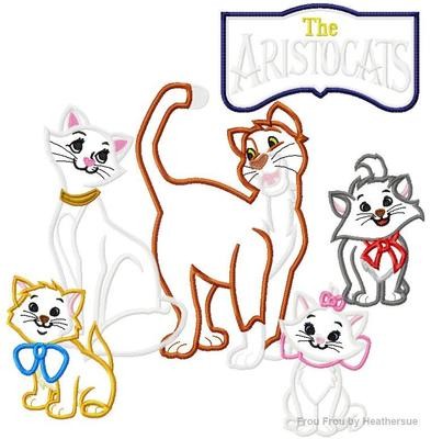 Artist Alley Cats SIX Design SET Machine Applique Embroidery Designs, Multiple sizes including 4 inch