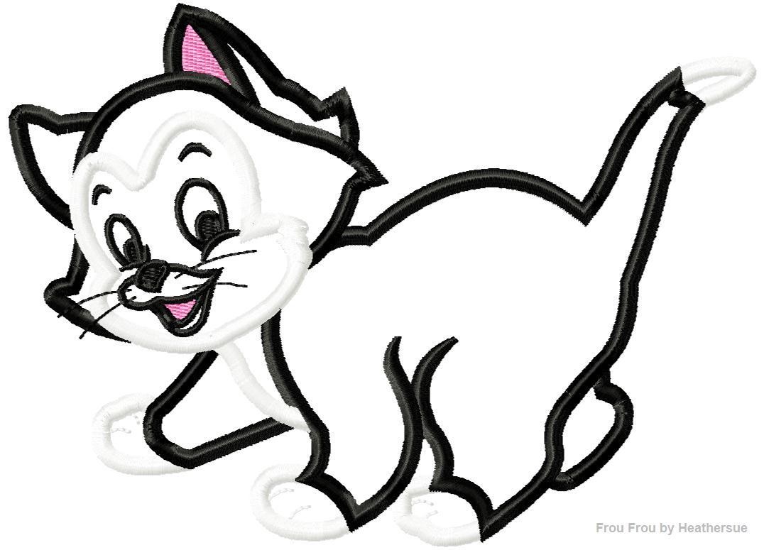 Feetgaro Cat Machine Applique Embroidery Design, Multiple sizes including 4 inch