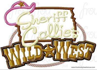 Sheriff Cat Logo Sign Machine Applique Embroidery Design, multiple sizes including 4 inch
