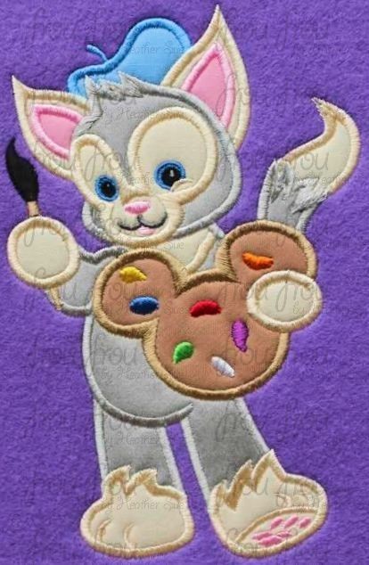 Gelato Cat, Duff Bear&#39;s Friend Machine Applique Embroidery Design, Multiple sizes including 4 inch
