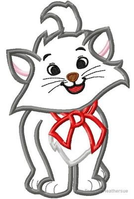 Artist Cat Gray Machine Applique Embroidery Design, Multiple sizes including 4 inch