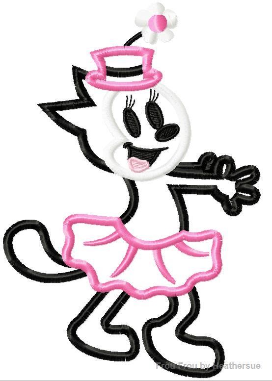 Ozzy&#39;s Girl Cat Full Body Machine Applique Embroidery Design, Multiple Sizes, including 4 inch