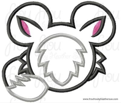 Rusafee Cindy Cat Mister Mouse Head Machine Applique Embroidery Design, Multiple Sizes NOW INCLUDING 4 INCH