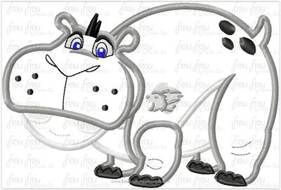 Bessie Hippo Lion Guardians Machine Applique Embroidery Design, Multiple Sizes including 4"-16"