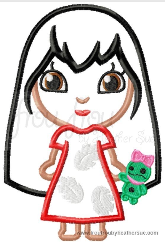 Lila Cutie Little Princess Machine Applique Embroidery Design, Multiple Sizes- NOW INCLUDING 4 INCH