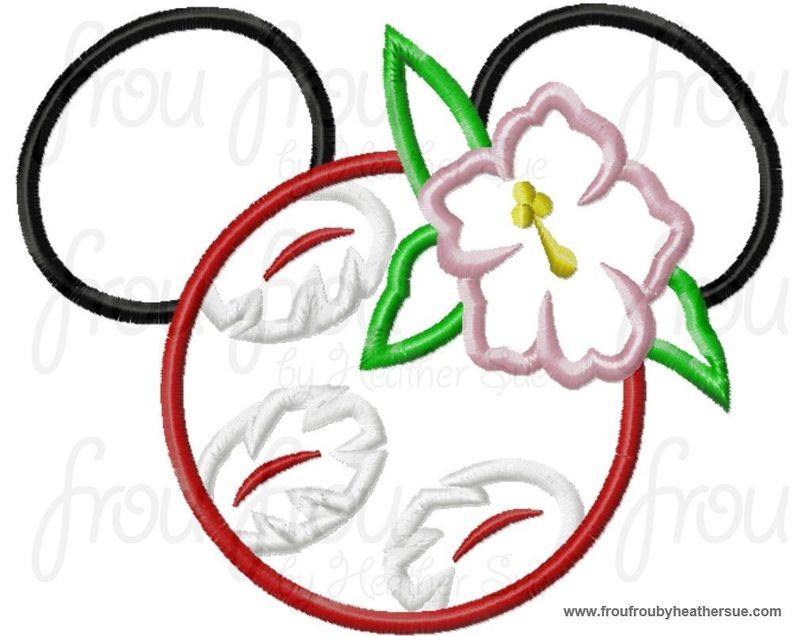 Lila Miss Mouse Head Machine Applique Embroidery Design, Multiple sizes including 4 inch