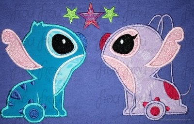 Lila's Alien and Angelic Cuties With Stars FOUR Design SET Machine Applique Embroidery Design, Multiple Sizes- NOW INCLUDING 4 INCH