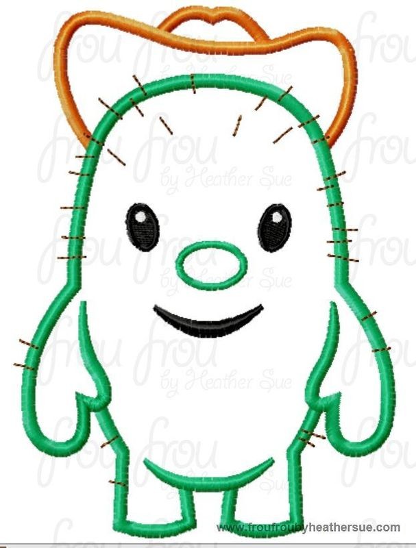 Cactus Cowboy Sheriff Cat Machine Applique Embroidery Design, multiple sizes including 4 inch