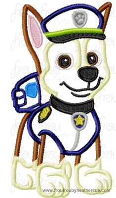 Chasing Paw Puppy Dog Machine Applique Embroidery Design, multiple sizes, including 4 inch