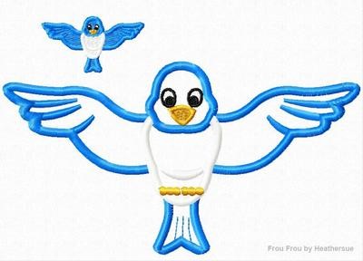 Bluebird Blue Bird Sofie the First Machine Applique Embroidery Design, multiple sizes including 4 inch